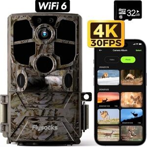 Trail Camera, Real 4K/30FPS 60MP Digital Game Wi-Fi 6 High Speed